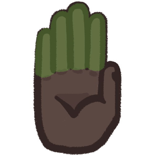 a dark-skinned hand, palm outward. the fingers are highlighted green